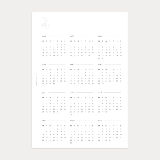 PRESALE: 2026 Calendar Dashboard