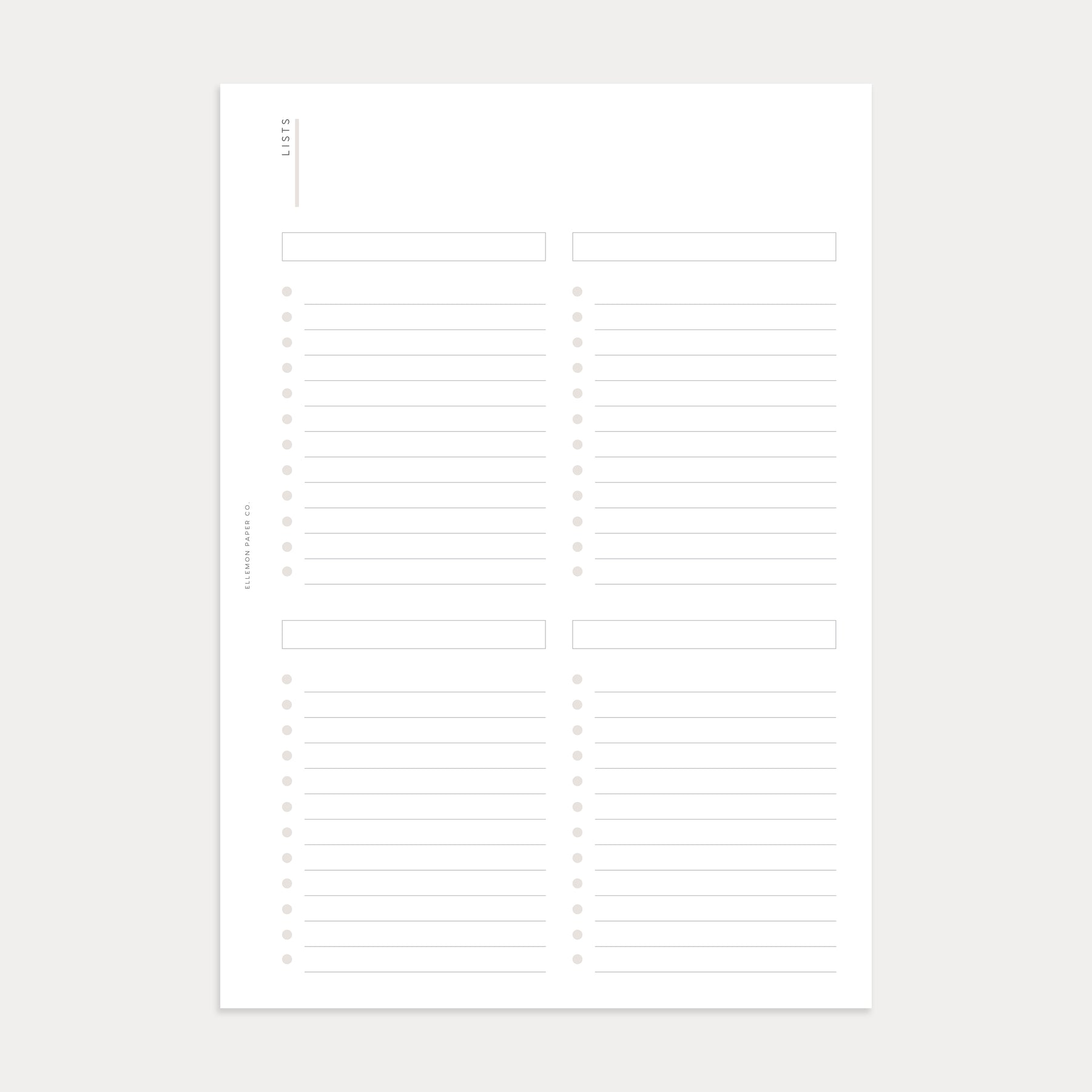 Lists No. 1 Inserts – Ellemon Paper Co.