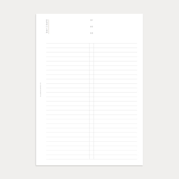 Undated Daily Inserts No. 3 (Day on 1 page)