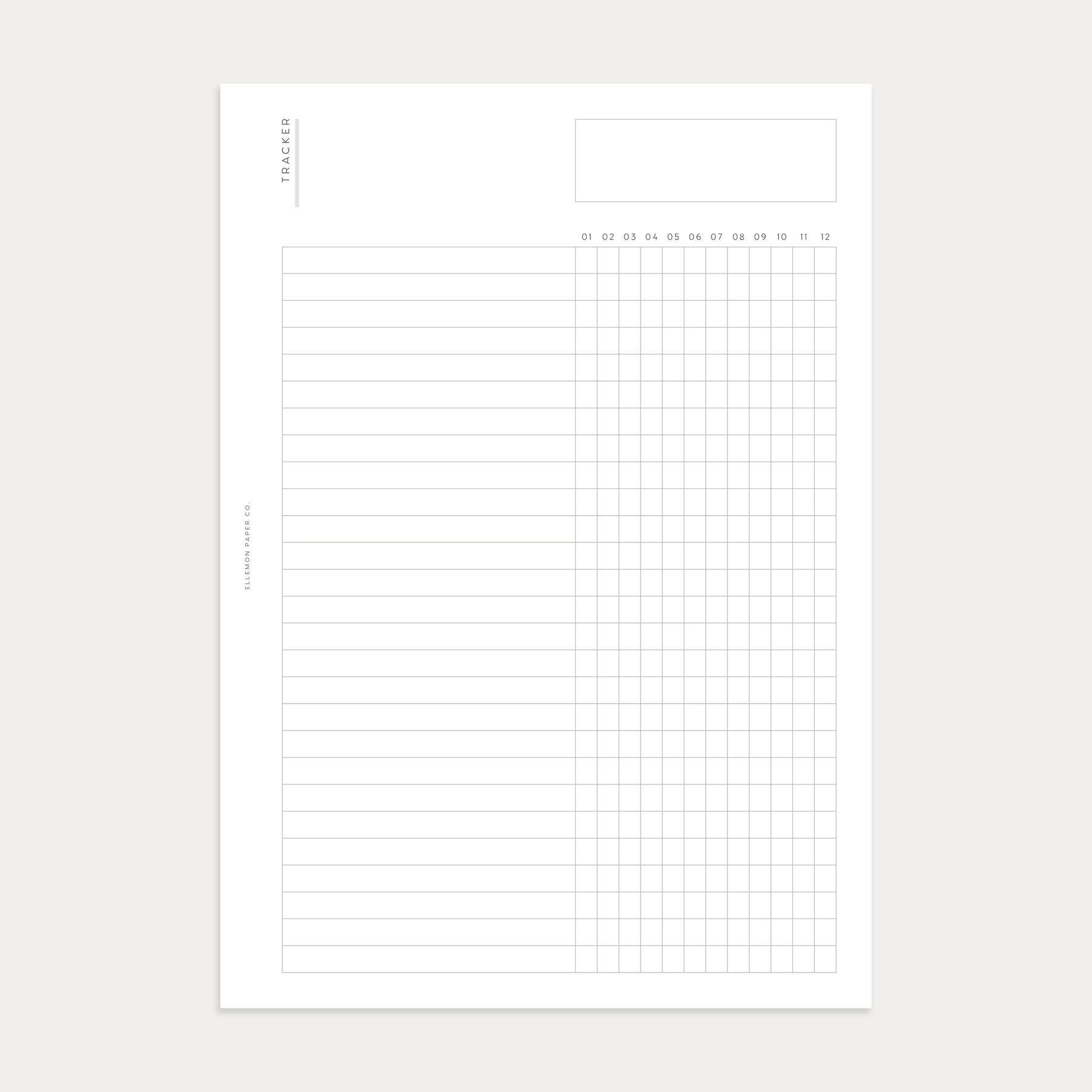 12-Month Tracker No. 1 – Ellemon Paper Co.