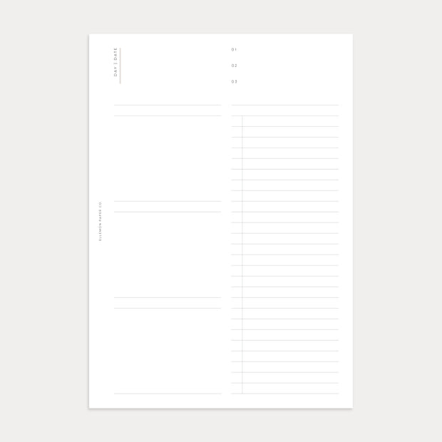 Undated Daily Inserts No. 1 (Day on 1 page)