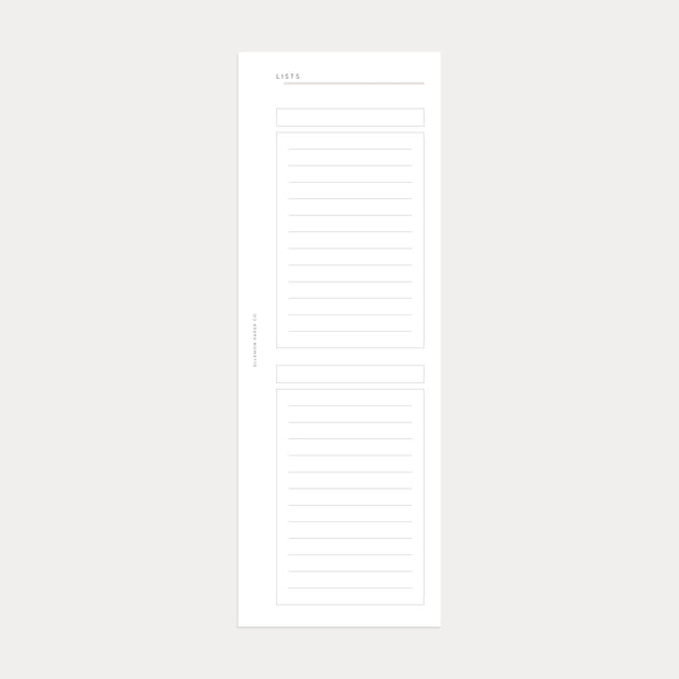 Half Sheets | Lists No. 1