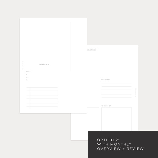 Undated Monthly Planner (Month on 2 pages)