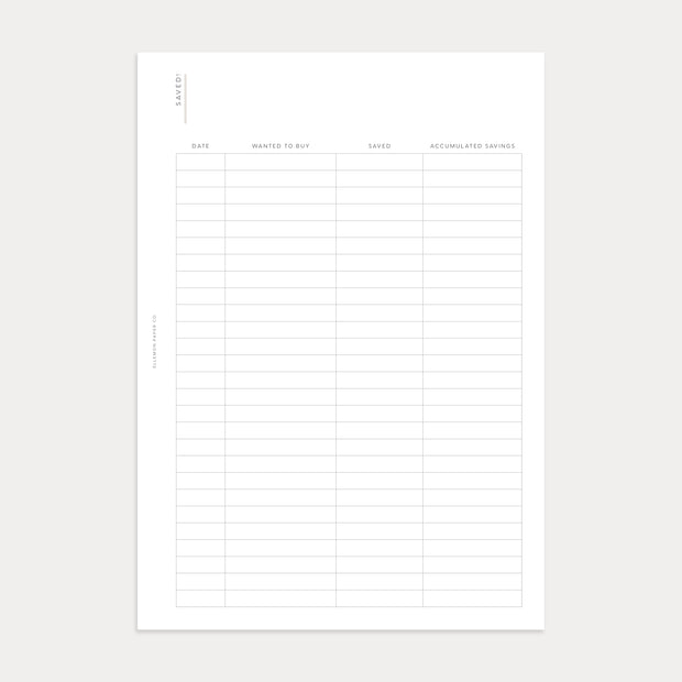 Saved, Not Spent! Tracker