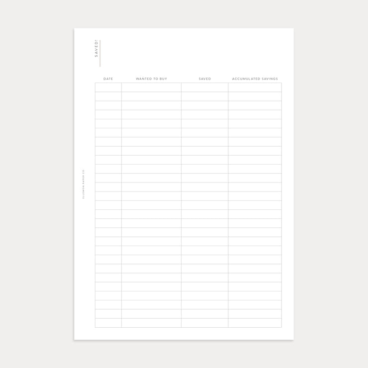 Saved, Not Spent! Tracker