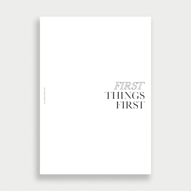 FIRST THINGS FIRST Workbook