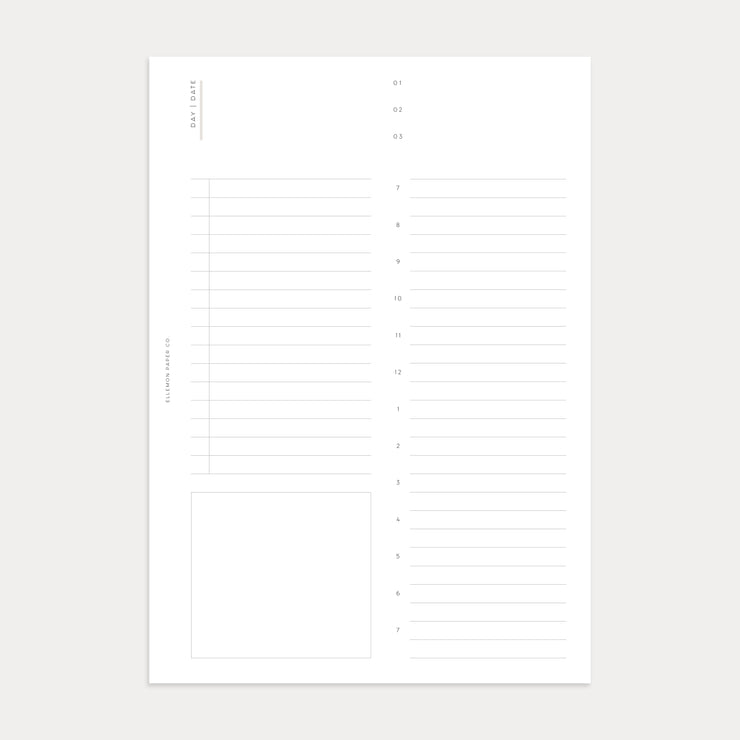 Undated Daily Inserts No. 2 (Day on 1 page)