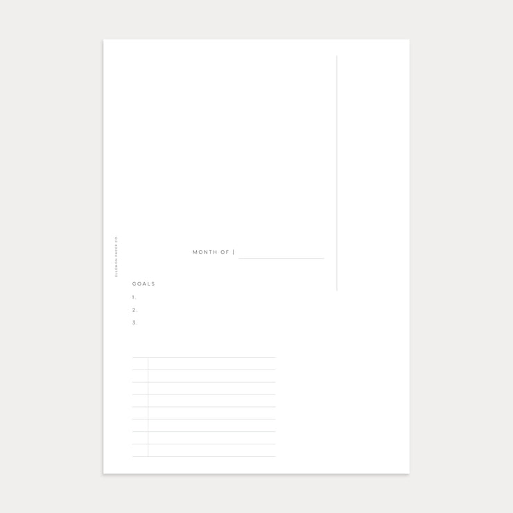 Undated Monthly Planner (Month on 2 pages)