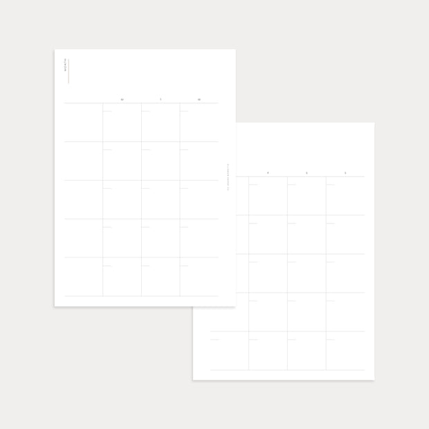 Undated Monthly Planner (Month on 2 pages)