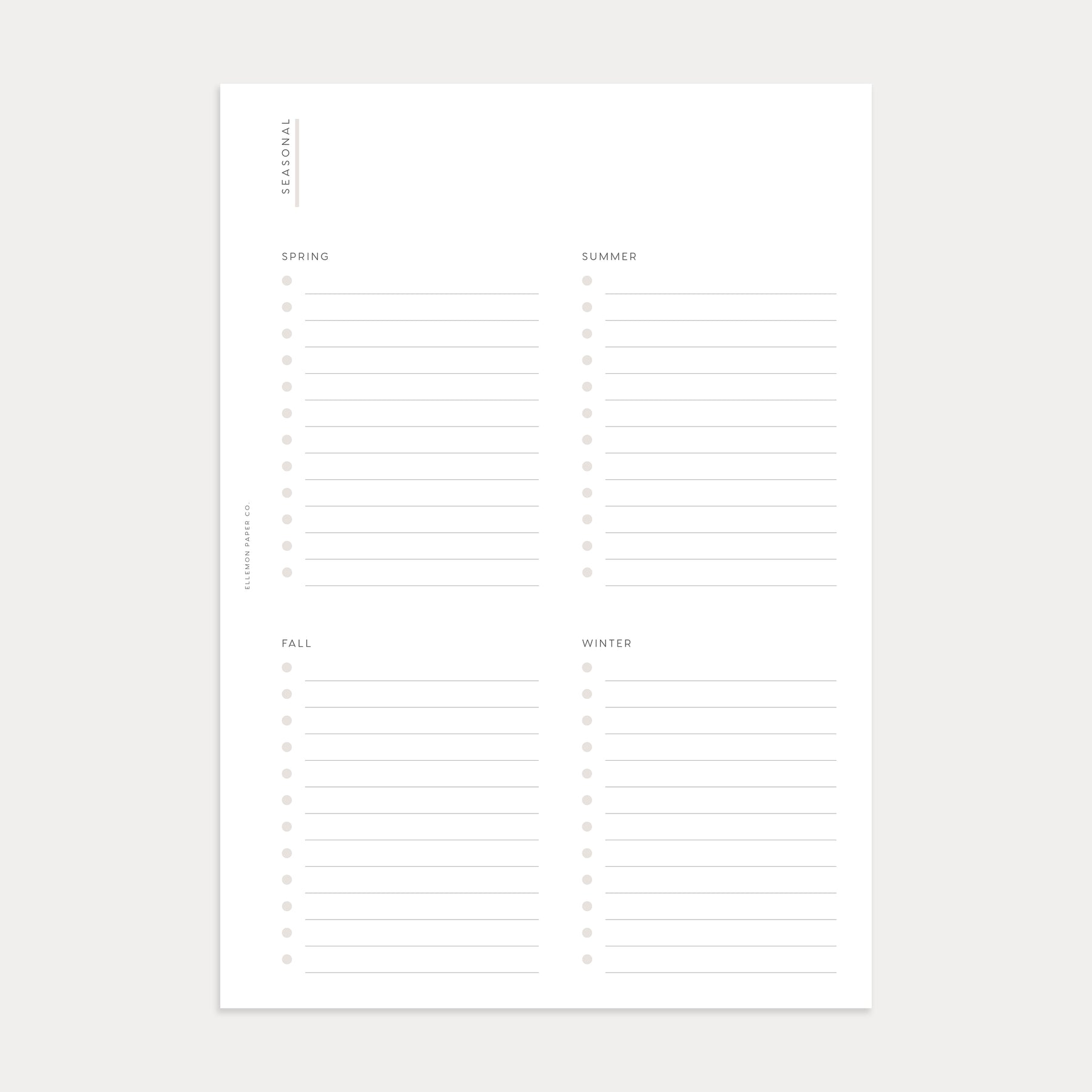 Seasonal Checklists – Ellemon Paper Co.