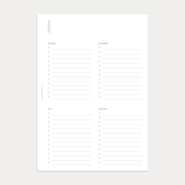 Seasonal Checklists