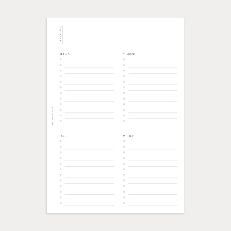 Seasonal Checklists