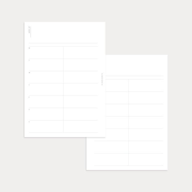 Undated Weekly Planner No. 1 (Week on 2 pages)