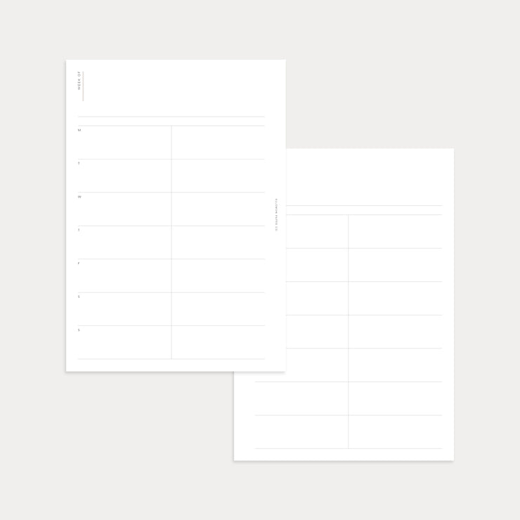 Undated Weekly Planner No. 1 (Week on 2 pages)