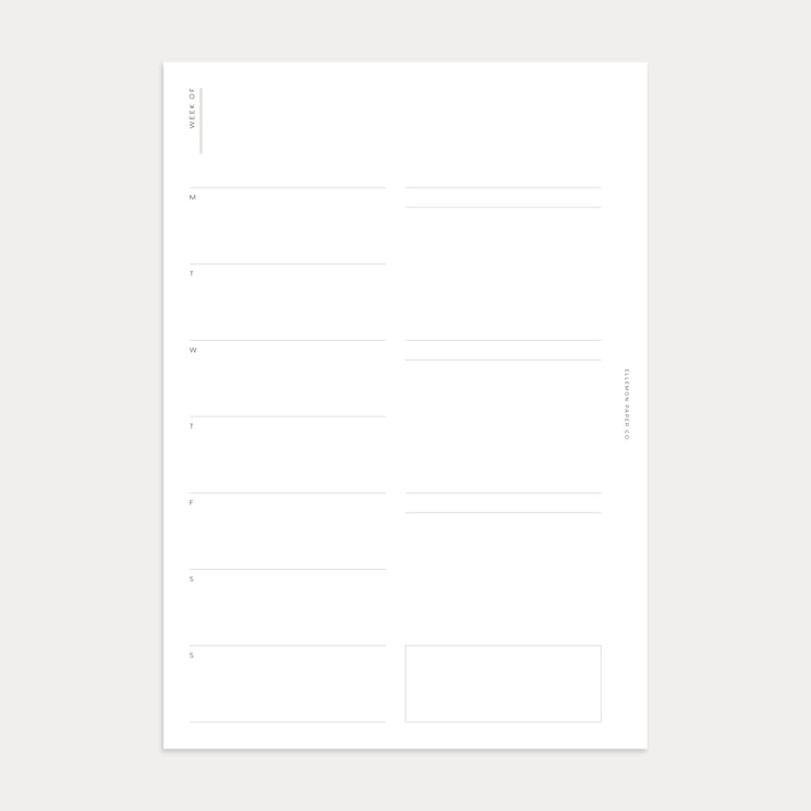 Undated Weekly Planner No. 4 (Week on 1 page)