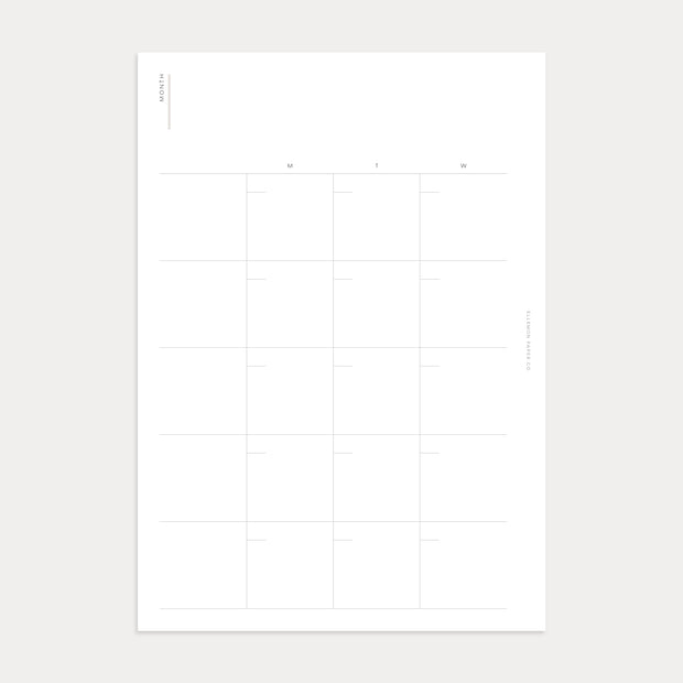 Undated Monthly Planner (Month on 2 pages)
