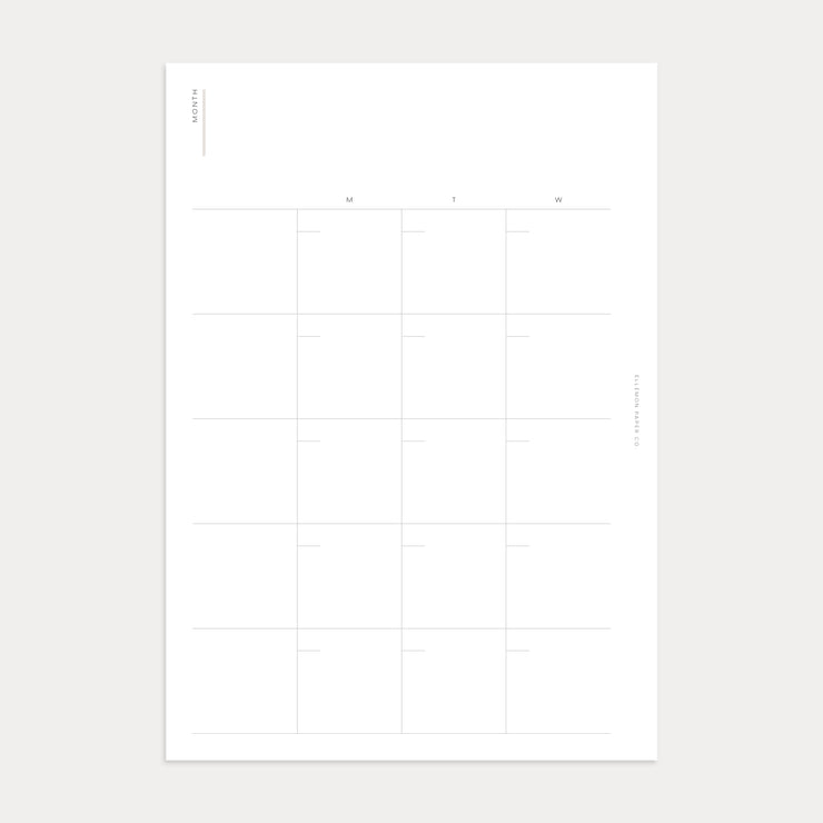 Undated Monthly Planner (Month on 2 pages)