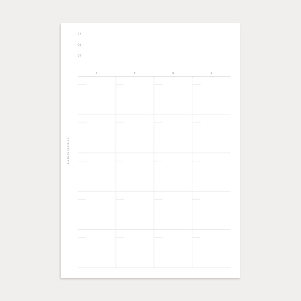 Undated Monthly Planner (Month on 2 pages)